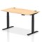 Air 1400mm Rectangular Height-Adjustable Desk, Black Leg, Maple