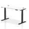Air 1400mm Slim Rectangular Height-Adjustable Desk, Black Leg, White