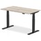 Air 1400mm Rectangular Height Adjustable Desk, Black Leg, Grey Oak