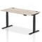 Air Height-Adjustable Desk, Black Leg, 1600mm, Grey Oak