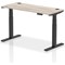 Air Height-Adjustable Slim Desk, Black Leg, 1400mm, Grey Oak