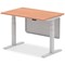 Air Modesty 1200mm Rectangular Height Adjustable Desk, Silver Leg & Modesty Panel, Beech