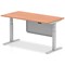 Air Modesty 1600mm Rectangular Height Adjustable Desk, Silver Leg & Modesty Panel, Beech