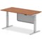 Air Modesty 1600mm Rectangular Height Adjustable Desk, Silver Leg & Modesty Panel, Walnut