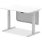 Air Modesty 1200mm Rectangular Height Adjustable Desk, Silver Leg & Modesty Panel, White