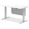 Air Modesty 1400mm Rectangular Height Adjustable Desk, Silver Leg & Modesty Panel, White