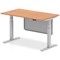 Air Modesty 1400mm Rectangular Height Adjustable Desk, Silver Leg & Modesty Panel, Oak