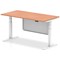Air Modesty 1600mm Rectangular Height Adjustable Desk, White Leg & Modesty Panel, Beech