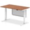 Air Modesty 1400mm Rectangular Height Adjustable Desk, White Leg & Modesty Panel, Walnut