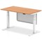 Air Modesty 1400mm Rectangular Height Adjustable Desk, White Leg & Modesty Panel, Oak