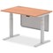 Air Modesty 1200mm Rectangular Cable Port Height Adjustable Desk, Silver Leg & Modesty Panel, Beech