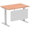 Air Modesty 1200mm Rectangular Cable Port Height Adjustable Desk, Silver Leg & Modesty Panel, Beech