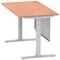 Air Modesty 1400mm Rectangular Cable Port Height Adjustable Desk, Silver Leg & Modesty Panel, Beech