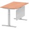 Air Modesty 1400mm Rectangular Cable Port Height Adjustable Desk, Silver Leg & Modesty Panel, Beech