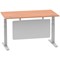 Air Modesty 1400mm Rectangular Cable Port Height Adjustable Desk, Silver Leg & Modesty Panel, Beech