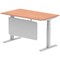 Air Modesty 1400mm Rectangular Cable Port Height Adjustable Desk, Silver Leg & Modesty Panel, Beech
