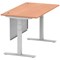 Air Modesty 1400mm Rectangular Cable Port Height Adjustable Desk, Silver Leg & Modesty Panel, Beech
