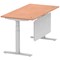 Air Modesty 1600mm Rectangular Cable Port Height Adjustable Desk, Silver Leg & Modesty Panel, Beech