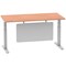Air Modesty 1600mm Rectangular Cable Port Height Adjustable Desk, Silver Leg & Modesty Panel, Beech