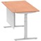 Air Modesty 1600mm Rectangular Cable Port Height Adjustable Desk, Silver Leg & Modesty Panel, Beech
