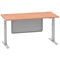 Air Modesty 1600mm Rectangular Cable Port Height Adjustable Desk, Silver Leg & Modesty Panel, Beech
