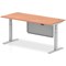 Air Modesty 1800mm Rectangular Cable Port Height Adjustable Desk, Silver Leg & Modesty Panel, Beech