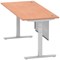 Air Modesty 1800mm Rectangular Cable Port Height Adjustable Desk, Silver Leg & Modesty Panel, Beech