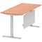 Air Modesty 1800mm Rectangular Cable Port Height Adjustable Desk, Silver Leg & Modesty Panel, Beech