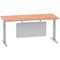 Air Modesty 1800mm Rectangular Cable Port Height Adjustable Desk, Silver Leg & Modesty Panel, Beech