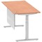 Air Modesty 1800mm Rectangular Cable Port Height Adjustable Desk, Silver Leg & Modesty Panel, Beech