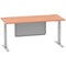 Air Modesty 1800mm Rectangular Cable Port Height Adjustable Desk, Silver Leg & Modesty Panel, Beech