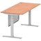 Air Modesty 1800mm Rectangular Cable Port Height Adjustable Desk, Silver Leg & Modesty Panel, Beech