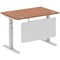 Air Modesty 1200mm Rectangular Cable Port Height Adjustable Desk, Silver Leg & Modesty Panel, Walnut