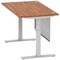 Air Modesty 1400mm Rectangular Cable Port Height Adjustable Desk, Silver Leg & Modesty Panel, Walnut