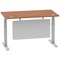 Air Modesty 1400mm Rectangular Cable Port Height Adjustable Desk, Silver Leg & Modesty Panel, Walnut