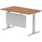 Air Modesty 1400mm Rectangular Cable Port Height Adjustable Desk, Silver Leg & Modesty Panel, Walnut