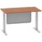 Air Modesty 1400mm Rectangular Cable Port Height Adjustable Desk, Silver Leg & Modesty Panel, Walnut