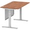 Air Modesty 1400mm Rectangular Cable Port Height Adjustable Desk, Silver Leg & Modesty Panel, Walnut