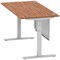 Air Modesty 1600mm Rectangular Cable Port Height Adjustable Desk, Silver Leg & Modesty Panel, Walnut