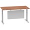 Air Modesty 1600mm Rectangular Cable Port Height Adjustable Desk, Silver Leg & Modesty Panel, Walnut