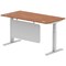 Air Modesty 1600mm Rectangular Cable Port Height Adjustable Desk, Silver Leg & Modesty Panel, Walnut