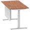 Air Modesty 1600mm Rectangular Cable Port Height Adjustable Desk, Silver Leg & Modesty Panel, Walnut