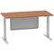 Air Modesty 1600mm Rectangular Cable Port Height Adjustable Desk, Silver Leg & Modesty Panel, Walnut