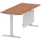 Air Modesty 1800mm Rectangular Cable Port Height Adjustable Desk, Silver Leg & Modesty Panel, Walnut