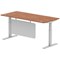 Air Modesty 1800mm Rectangular Cable Port Height Adjustable Desk, Silver Leg & Modesty Panel, Walnut