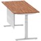 Air Modesty 1800mm Rectangular Cable Port Height Adjustable Desk, Silver Leg & Modesty Panel, Walnut