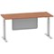 Air Modesty 1800mm Rectangular Cable Port Height Adjustable Desk, Silver Leg & Modesty Panel, Walnut