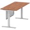 Air Modesty 1800mm Rectangular Cable Port Height Adjustable Desk, Silver Leg & Modesty Panel, Walnut