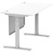 Air Modesty 1400mm Rectangular Cable Port Height Adjustable Desk, Silver Leg & Modesty Panel, White Air Modesty 1400mm Rectangular Cable Port Height Adjustable Desk, Silver Leg & Modesty Panel, White
