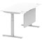 Air Modesty 1600mm Rectangular Cable Port Height Adjustable Desk, Silver Leg & Modesty Panel, White